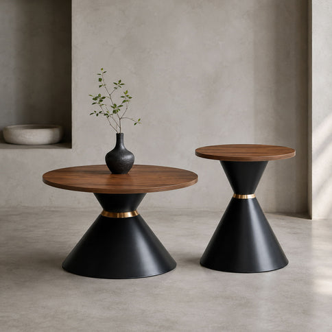 2 Piece Round Coffee Table Set For Living Room