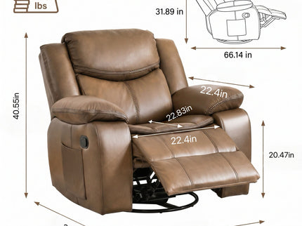 Rocker Recliner Chair With Manual Recline And 360° Swivel Base