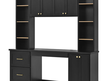 Computer Desk With Hutch, Workstation With Desk Grommet & Keyboard Tray