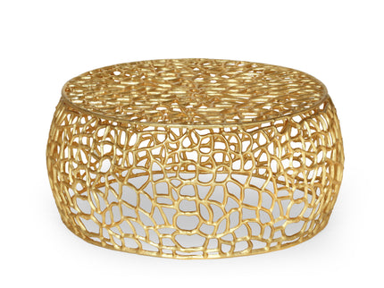 Modern Glam Mesh Coffee Table With Accents And - Gold