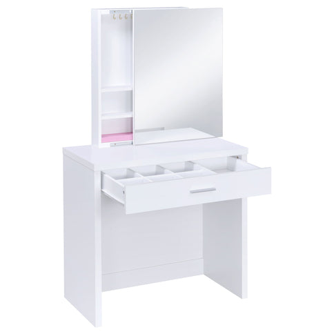 Walsh - Makeup Vanity Table With Mirror And Stool - White