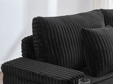 Modern Chaise Sofa With Adjustable Backrest, Cup Holders, Phone Holder & Storage Compartments For Living Room