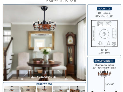 Modern Farmhouse Ceiling Fan, Adjustable Hanging