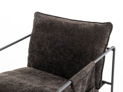 Upholstered Hanging Armchair With Arm Pocket Metal Frame (Set of 2), Crushed Foam Cushions And Skin-Friendly Braid For Living Room And Bedroom