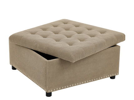 Square Tufted Storage Ottoman With Nailhead Trim