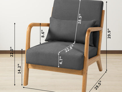 Leisure Chair With Solid Wood Armrest And Feet, Mid-Century Modern Accent Sofa, 1 Seat