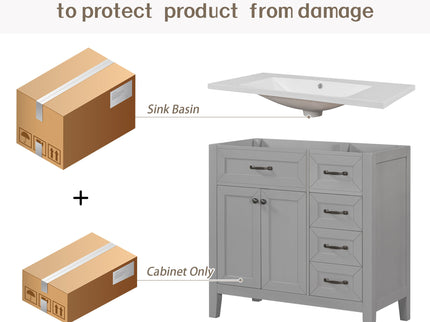 Modern Bathroom Vanity With Sink, Freestanding With Drawers And Doors