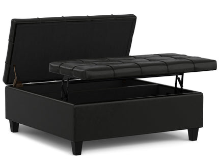 Harrison - Large Square Coffee Table Storage Ottoman - Black