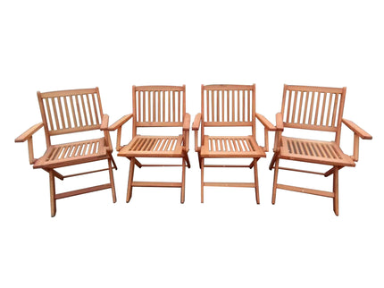 Foldable Patio Dining Set With 4 Folding Chairs For Indoor And Outdoor Use - Teak