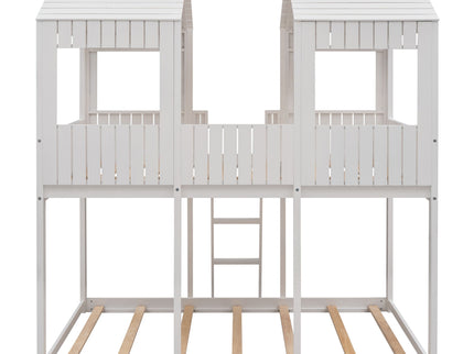 Bunk Bed With Roof, Window, Guardrail, Ladder