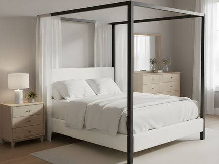 Modern Canopy Bed With Upholstery
