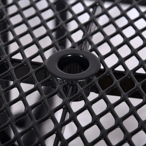 Square Outdoor Steel Picnic Table, With Umbrella Pole