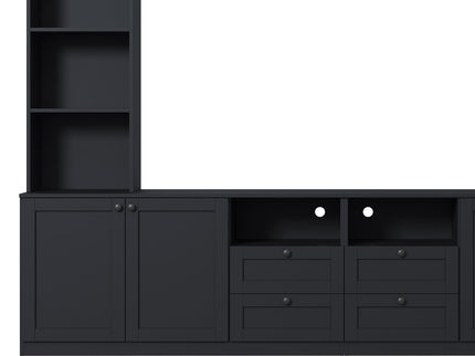 Farmhouse Elegant Entertainment Center Wall Unit With 4 Drawers