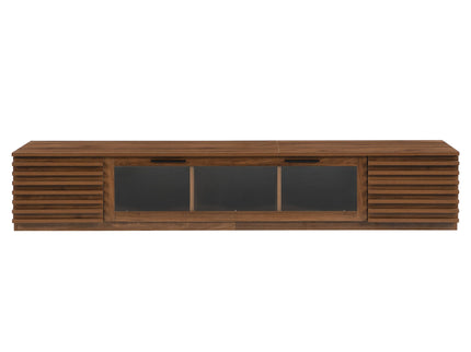 TV Stand With LED Lighting, Soft Closing Hinges, Cable Management - Walnut