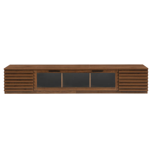 TV Stand With LED Lighting, Soft Closing Hinges, Cable Management - Walnut