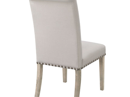 Upholstered Dining Chair With Rolled Edge Seat Back (Set of 2) - Beige