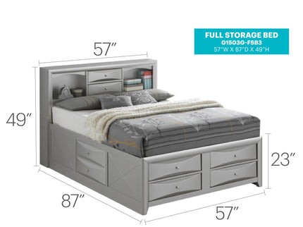 Modern Design Storage Bed With Bookcase Headboard