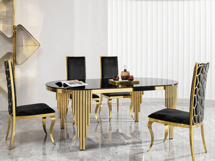 Oval Dining Table With Glass Top And Stainless Steel Base