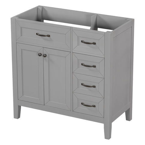 Modern Bathroom Vanity Base Only, 2 Doors And 3 Drawers