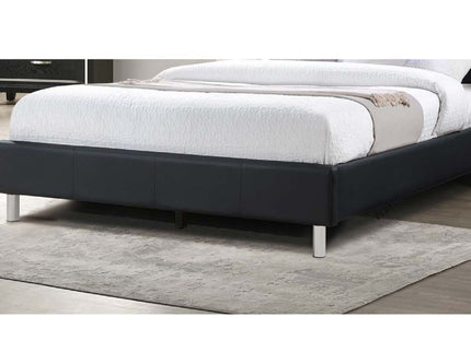 Modern Bed With LED Lights, Charging Port, Tufted Headboard