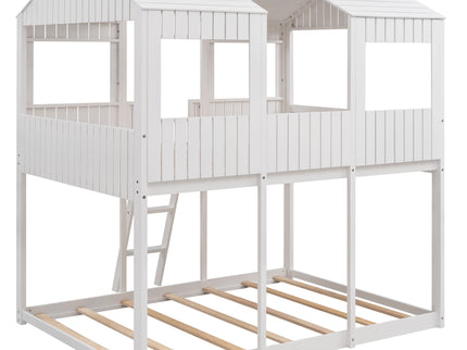 Bunk Bed With Roof, Window, Guardrail, Ladder