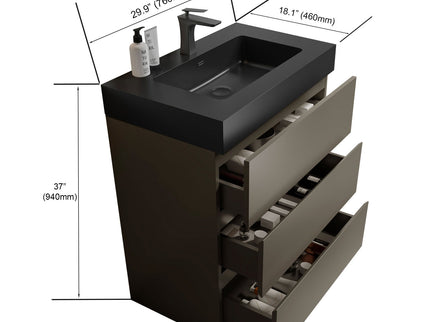 Alice - Bathroom Vanity With Sink, Large Storage Freestanding Bathroom Vanity For Modern Bathroom, One-Piece Sink Basin Without Drain And Faucet