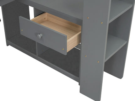 Gaming Loft Bed With Desk, Multi Storage Shelves, LED And Charging Station