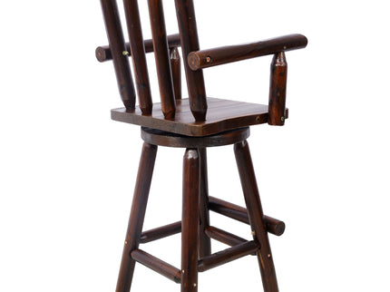 Rustic Bar Stool, Fir Wood Construction, Wide Armrest