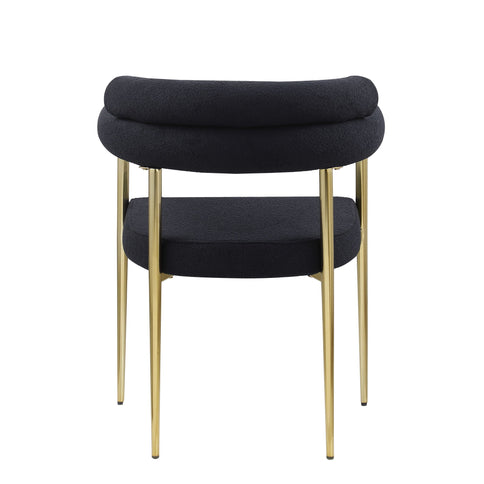 Dining Chairs (Set of 2), Mid-Century Modern Dining Chairs, Kitchen Dining Room Chairs, Round Boucle Backrest Sherpa Dining Chair With Brushed Metal Legs