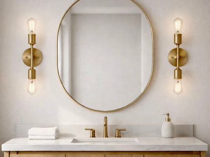 Reverie - Double Lights Bathroom Wall Sconce Over Mirror - Clear / Gold