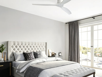 52" Ceiling Fan, No Light Flush Mount Low Profile 3 Blades With Remote Control