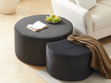 Modern Upholstered Round Coffee Table For Living Room (Set of 2)