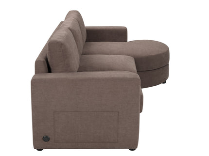 Modern L-Shaped Sectional Sofa With Curved Chaise, USB Ports, And Side Storage Pockets