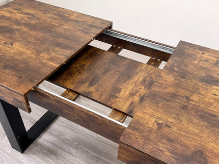 Extendable Dining Room Table For 6 8 10, Modern Farmhouse Wooden Kitchen Expanding Table, Long Large Expandable Dining Room Conference Table - Deep Rustic Brown