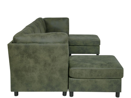 Modular Sectional Sofa With Custom Configuration And Removable Cushions - Olive