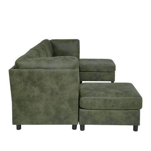 Modular Sectional Sofa With Custom Configuration And Removable Cushions - Olive