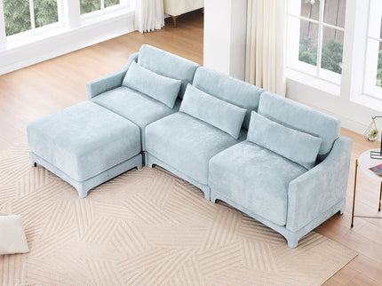 Stylish Sofa With Ottoman And Lumbar Pillows, Ergonomic Design