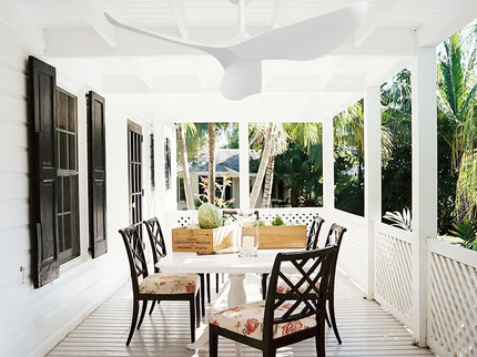 Ceiling Fan Without Light, DC Motor Remote Control Fan For Indoor / Outdoor Use - White