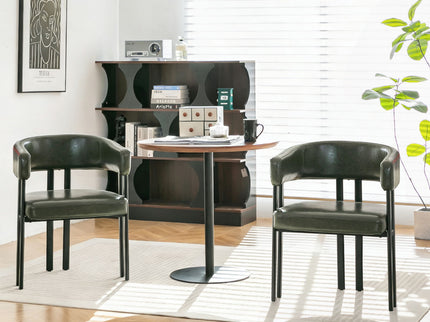 Modern Dining Upholstered Barrel Chair With Curved Back And Armrests