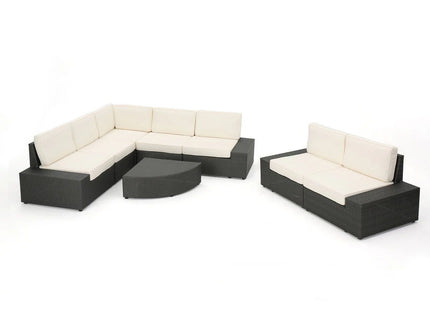 Santa Cruz - Outdoor 8 Piece Sectional Set - Dark Brown