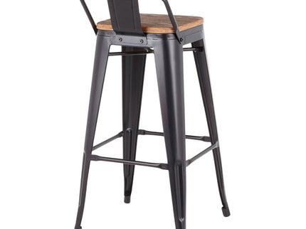 Oregon - Industrial Low Back Barstool (Set of 2) - Black