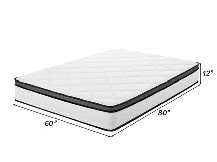 12" Hybrid Mattress With Pocket Coils And Memory Foam, Medium Firm