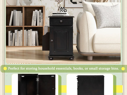 Vintage Flip Top Side Table With USB Ports
