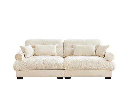 Modern Sofa With Bolstered Armrests And Pillows