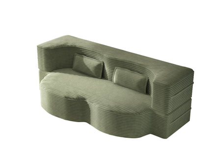 Modern Floor Sofa With 2 Pillows, Convertible Twin Size Folding Mattress For Living Room