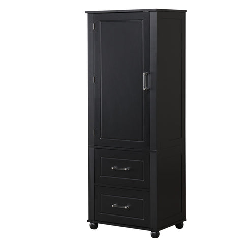 Tall Freestanding Bathroom Storage Cabinet With 2 Drawers And Adjustable Shelf