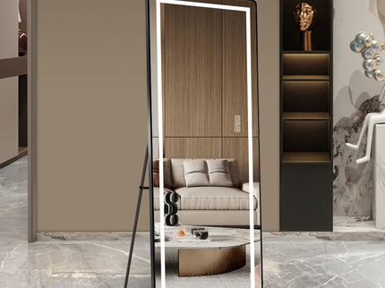 Full-Length Vertical Mirror With LED Light, Dimming Wall Mirror With Frame