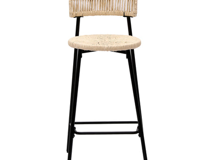 Boho Style Handwoven Paper Rope Counter Stools (Set of 2)