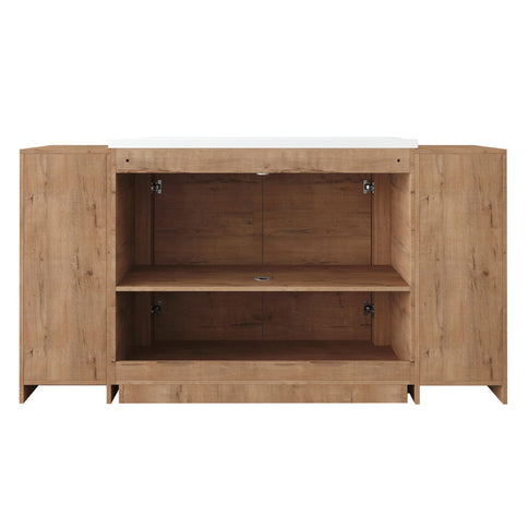 Freestanding Bathroom Vanity With Sink, 2 Small Storage Cabinets, Soft Close Doors