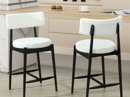 Mid Century Modern Counter Stools, Fabric Upholstered Chairs